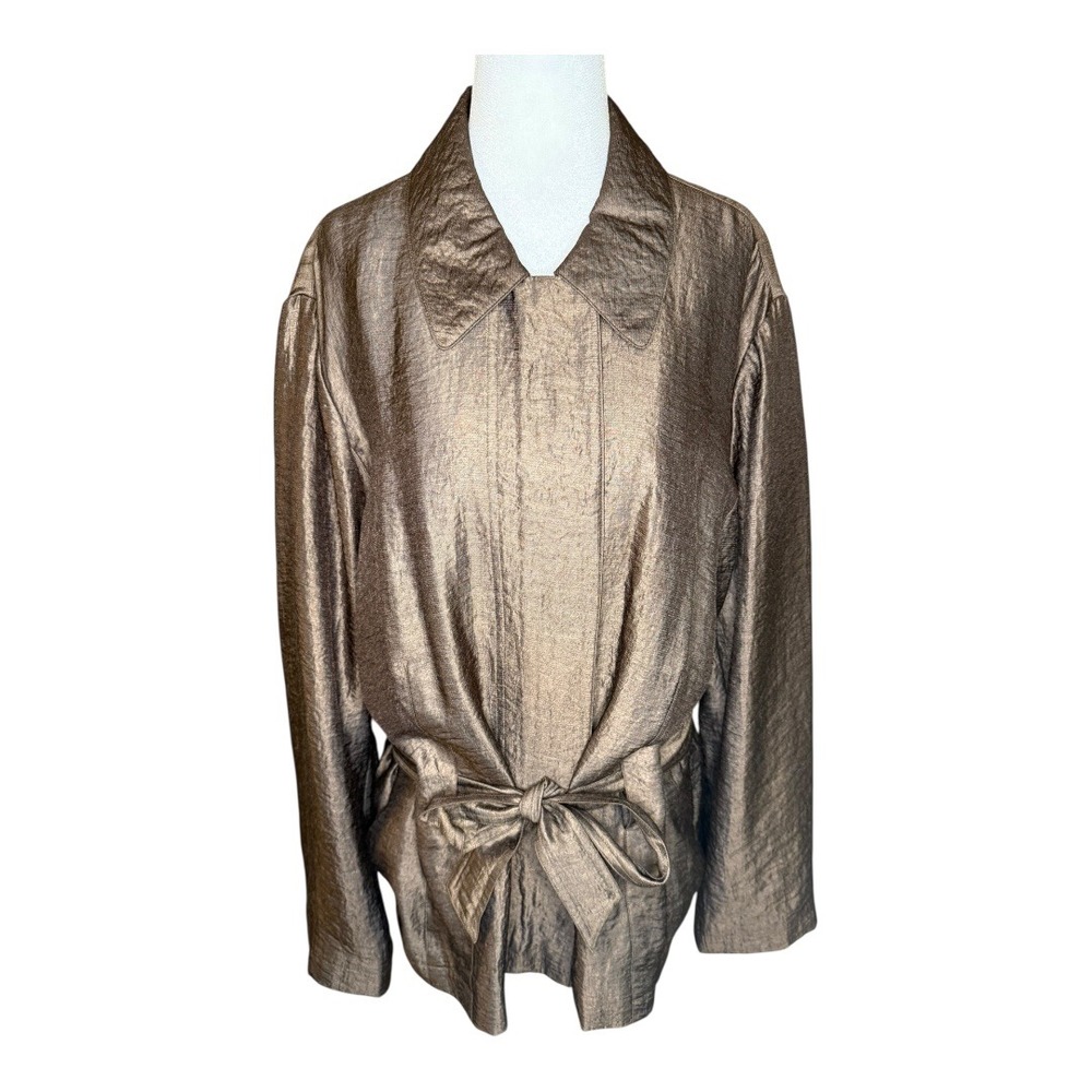 J. Jill Bronze Metallic Tie-Front Jacket Blazer Career Party Plus Size 22W